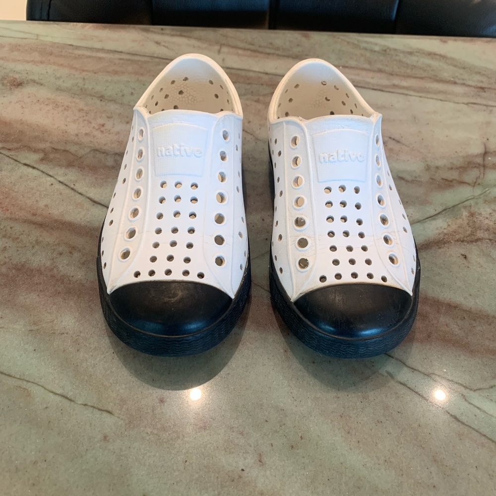 Native Black and White Perforated Slip-Ons